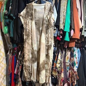 SHEIN Beige and Brown Fringe Cardigan